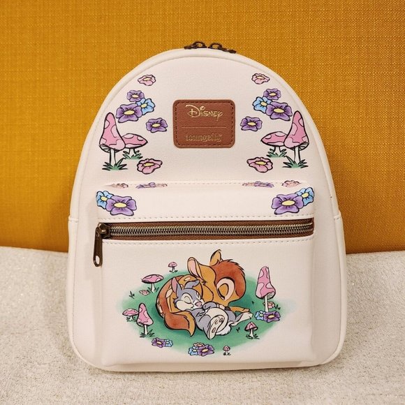 Loungefly Disney Bambi Thumper Sleeping Mushroom Floral Mini Backpack NEW - Picture 2 of 11